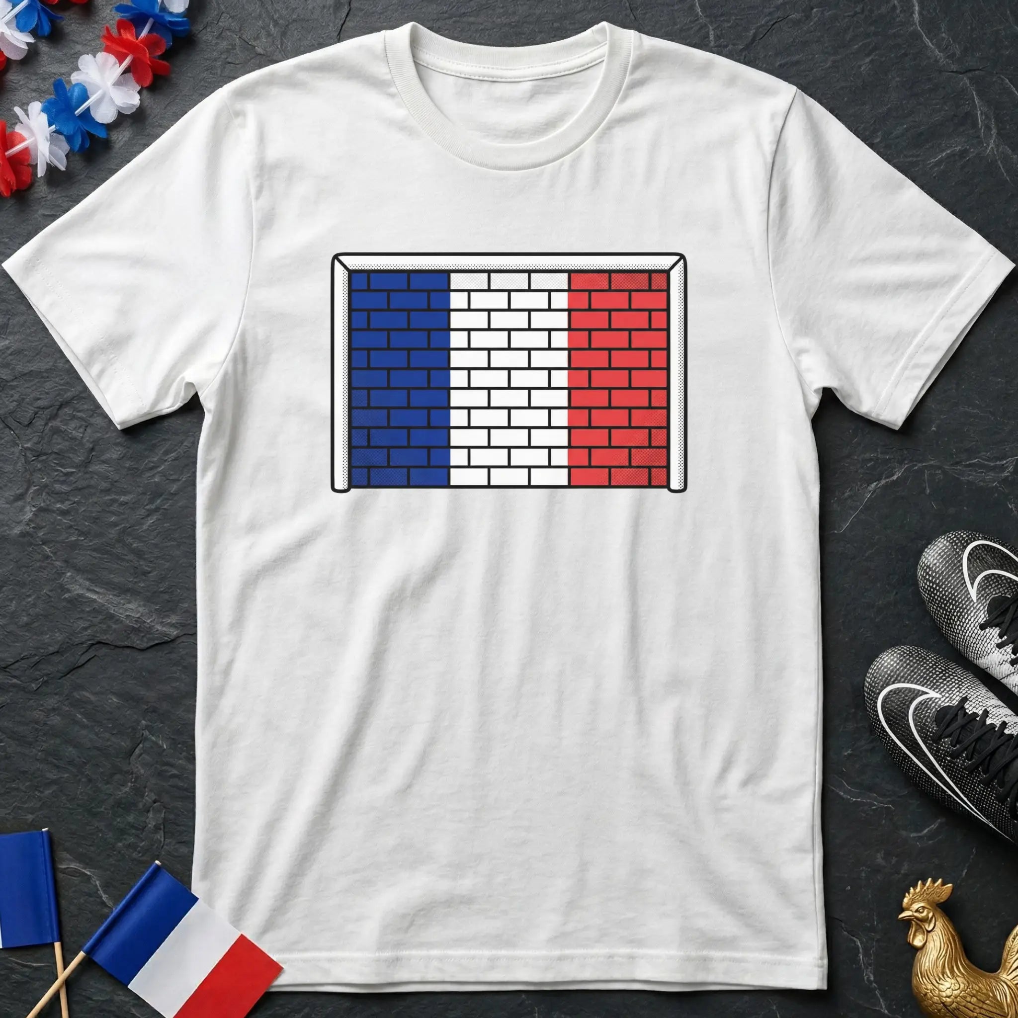 Illustration Pop Art Mur Bleu Blanc Rouge Goal France T-Shirt Coupe du Monde