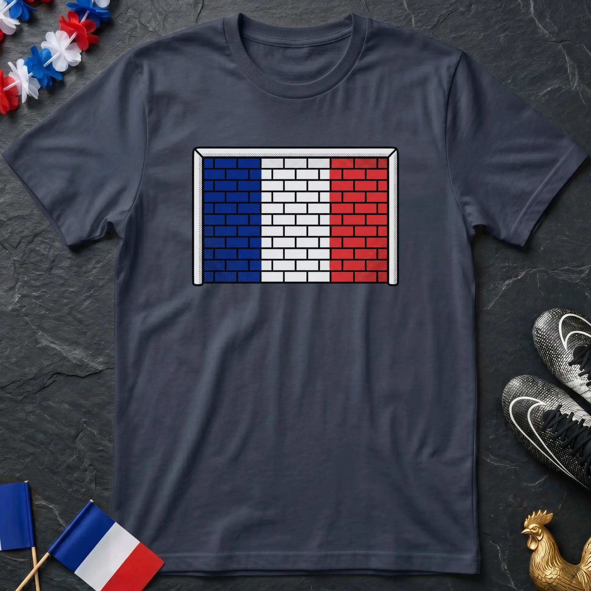 Illustration Pop Art Mur Bleu Blanc Rouge Goal France T-Shirt Coupe du Monde