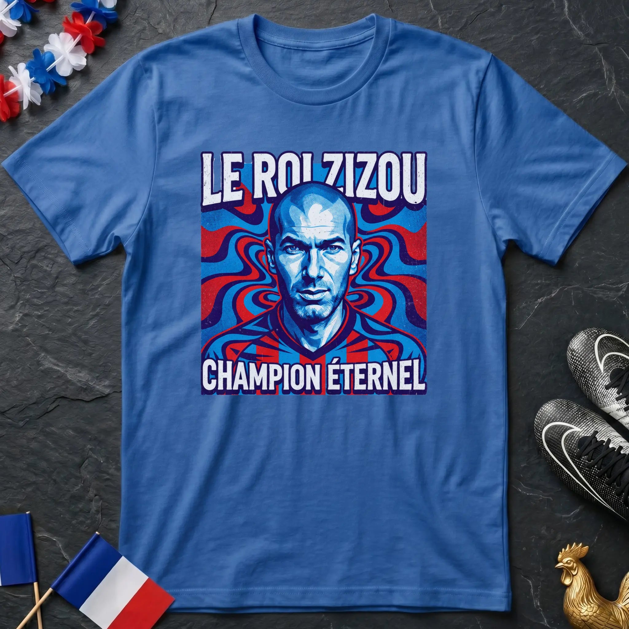 Le Roi Zizou Champion Éternel Zidane Portrait T-Shirt Coupe du Monde