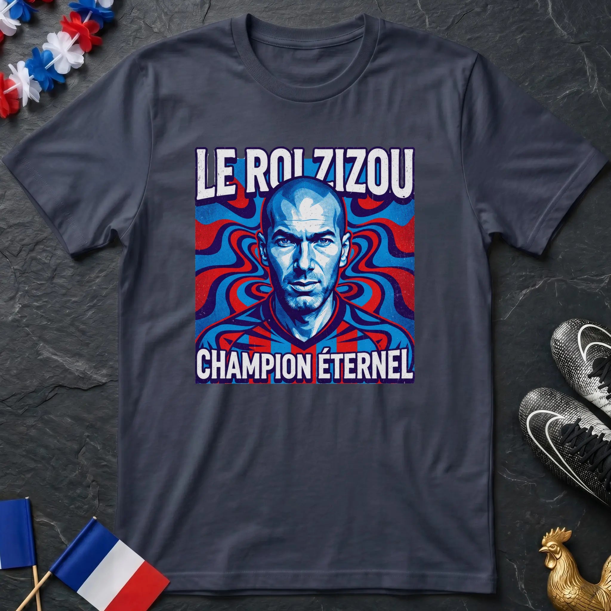 Le Roi Zizou Champion Éternel Zidane Portrait T-Shirt Coupe du Monde