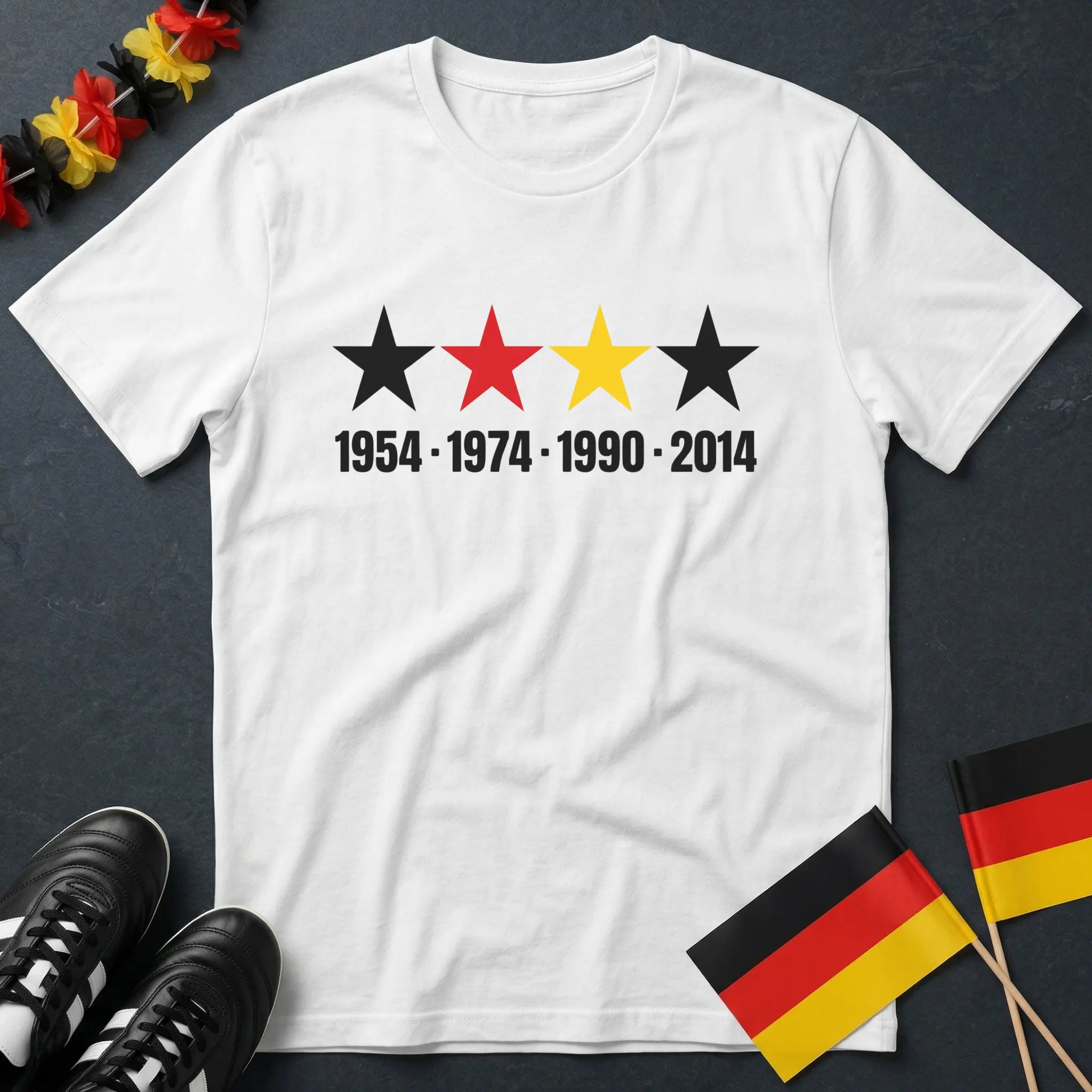 4 Sterne Deutschland 1954 1974 1990 2014 Weltmeister WM T-Shirt
