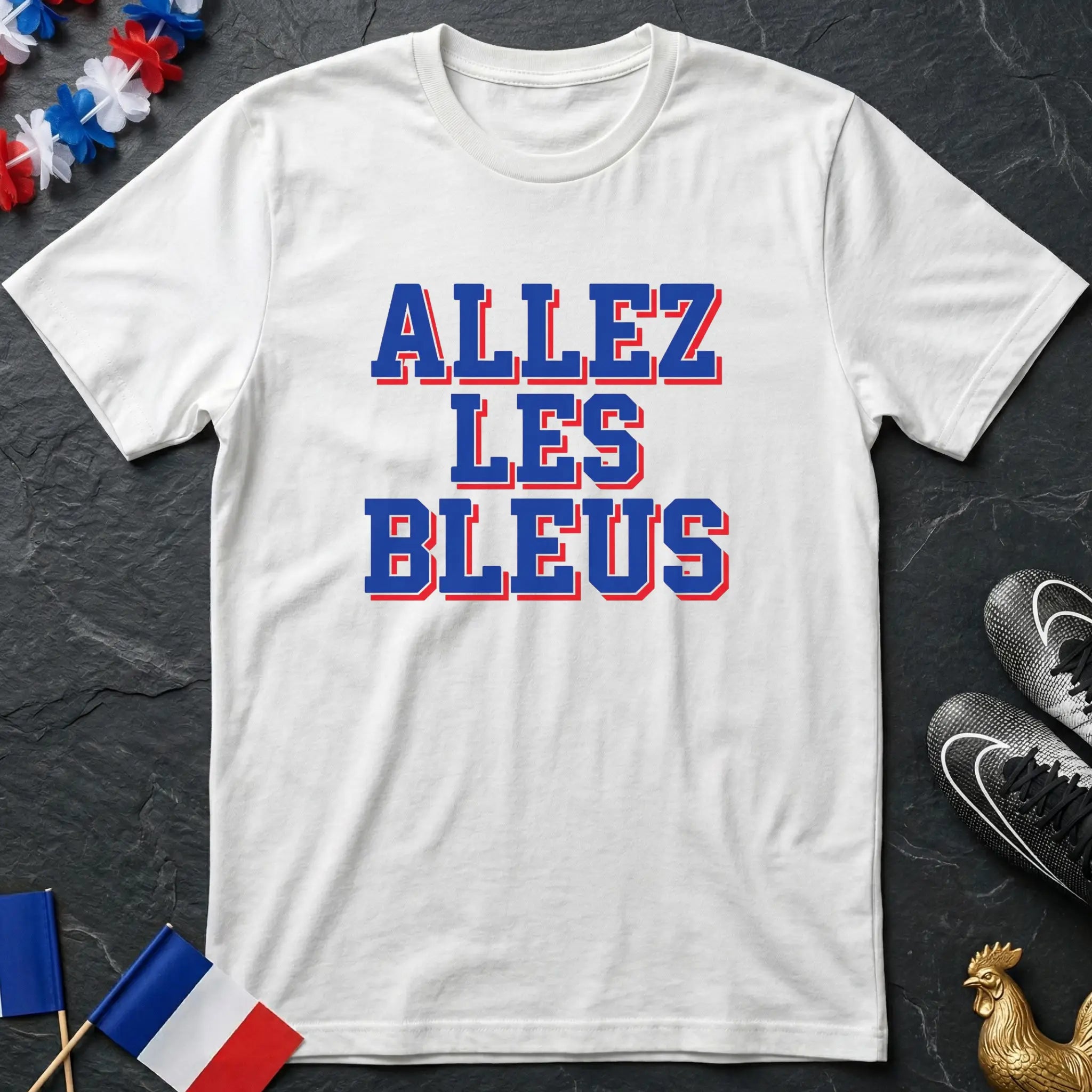 Allez Les Bleus Typographie 3D T-Shirt Coupe du Monde