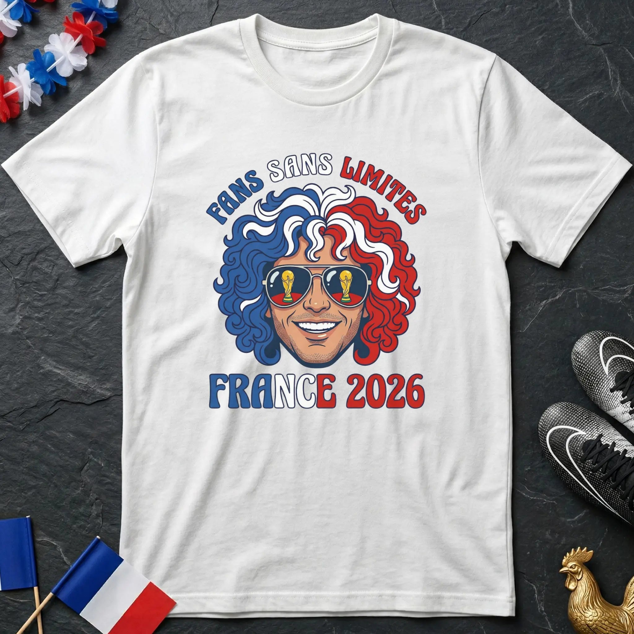Style Pop Art Visage Supporter France 2026 Fans Sans Limites T-Shirt Coupe du Monde